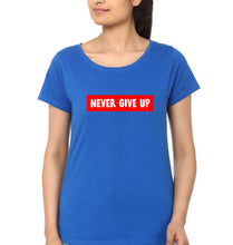 Load image into Gallery viewer, Never Give UP T-Shirt for Women-Royal Blue-Ektarfa.online
