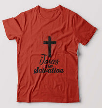 Load image into Gallery viewer, Jesus T-Shirt for Men-S(38 Inches)-Brick Red-Ektarfa.online
