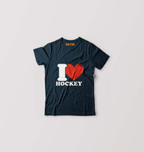 Load image into Gallery viewer, I Love Hockey Kids T-Shirt for Boy/Girl-Petrol Blue-Ektarfa.online
