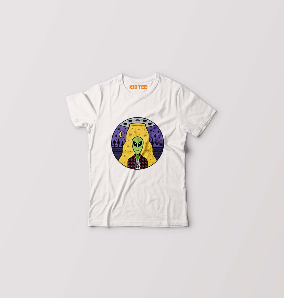 Alien Kids T-Shirt for Boy/Girl-White-Ektarfa.online