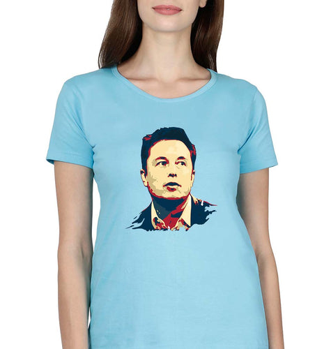 Elon Musk T-Shirt for Women-Light Blue-Ektarfa.online