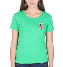 Load image into Gallery viewer, USA Football T-Shirt for Women-XS(32 Inches)-Flag Green-Ektarfa.online
