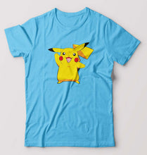 Load image into Gallery viewer, Pikachu T-Shirt for Men-S(38 Inches)-Light Blue-Ektarfa.online
