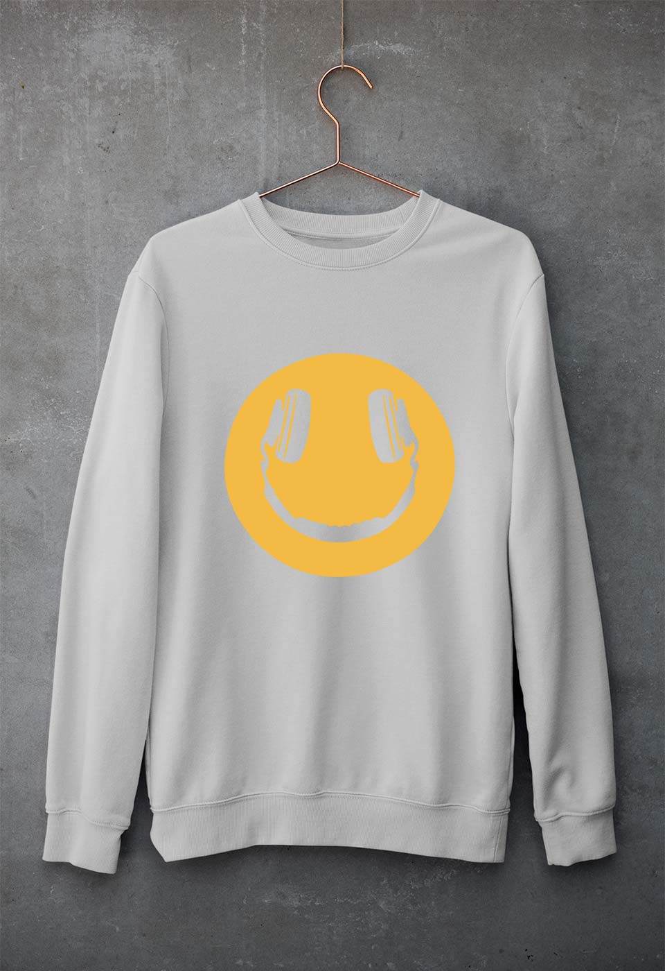 Emoji Headphone Music Unisex Sweatshirt for Men/Women-Grey Melange-Ektarfa.online