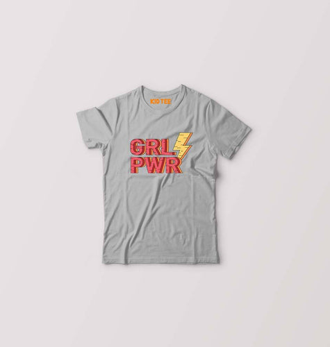 Feminist Girl Power Kids T-Shirt for Boy/Girl-Grey-Ektarfa.online
