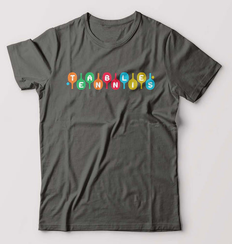Table Tennis (TT) T-Shirt for Men-S(38 Inches)-Charcoal-Ektarfa.online