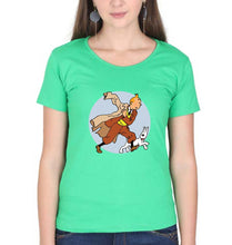 Load image into Gallery viewer, Tintin T-Shirt for Women-XS(32 Inches)-flag green-Ektarfa.online
