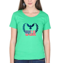 Load image into Gallery viewer, USA America T-Shirt for Women-XS(32 Inches)-Flag Green-Ektarfa.online
