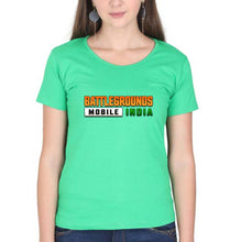 Load image into Gallery viewer, Battlegrounds Mobile India (BGMI) T-Shirt for Women-flag green-Ektarfa.online
