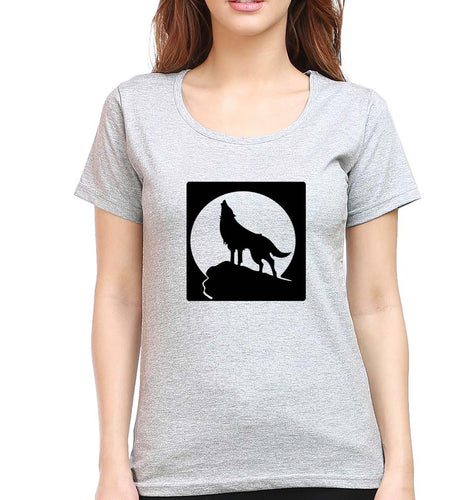 Wolf T-Shirt for Women-Grey Melange-Ektarfa.online