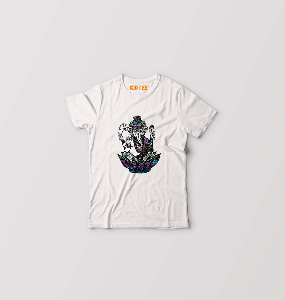Psychedelic Ganesha Kids T-Shirt for Boy/Girl-0-1 Year(20 Inches)-White-Ektarfa.online