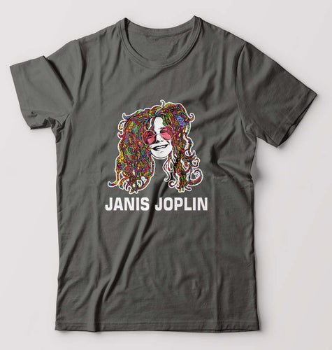Janis Joplin T-Shirt for Men-Charcoal-Ektarfa.online