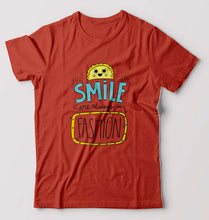 Load image into Gallery viewer, Smile are Always in Fashion T-Shirt for Men-S(38 Inches)-Brick Red-Ektarfa.online
