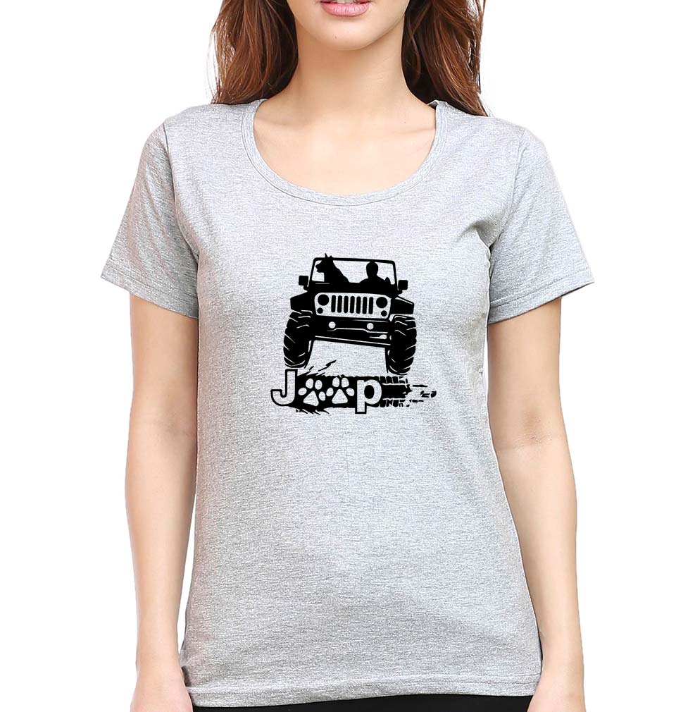 Jeep T-Shirt for Women-XS(32 Inches)-Grey Melange-Ektarfa.online