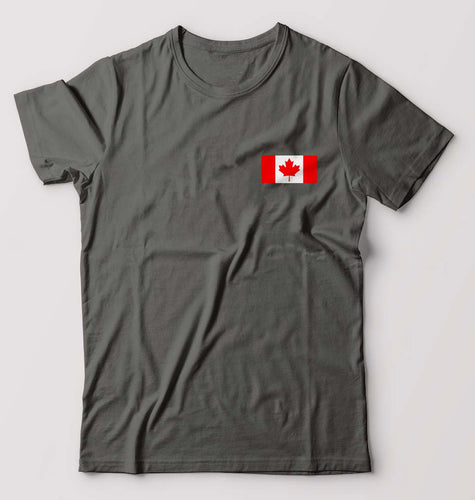 Canada Flag T-Shirt for Men-S(38 Inches)-Charcoal-Ektarfa.online