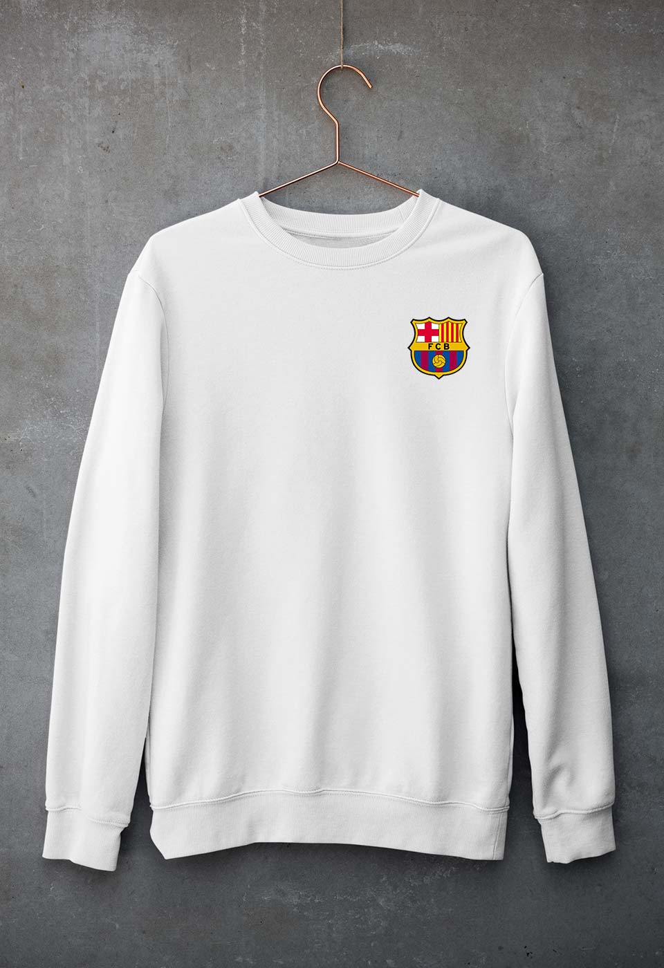 Barcelona Logo Unisex Sweatshirt for Men/Women-White-Ektarfa.online