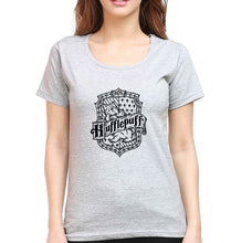 Load image into Gallery viewer, Hufflepuff Harry Potter T-Shirt for Women-XS(32 Inches)-Grey Melange-Ektarfa.online
