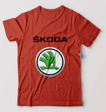 Load image into Gallery viewer, Skoda T-Shirt for Men-S(38 Inches)-Brick Red-Ektarfa.online
