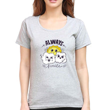 Load image into Gallery viewer, Always Smile T-Shirt for Women-XS(32 Inches)-Grey Melange-Ektarfa.online
