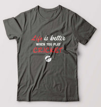 Load image into Gallery viewer, Play Cricket T-Shirt for Men-Charcoal-Ektarfa.online
