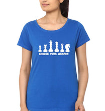 Load image into Gallery viewer, Chess T-Shirt for Women-XS(32 Inches)-Royal Blue-Ektarfa.online
