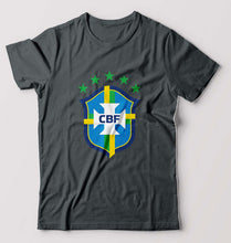 Load image into Gallery viewer, Brazil Football T-Shirt for Men-S(38 Inches)-Steel grey-Ektarfa.online
