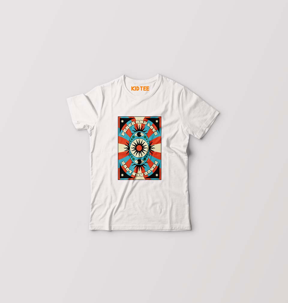 Psychedelic Peace and Love Kids T-Shirt for Boy/Girl-White-Ektarfa.online