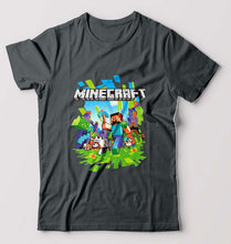 Load image into Gallery viewer, Minecraft T-Shirt for Men-S(38 Inches)-Steel grey-Ektarfa.online
