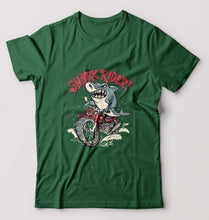 Load image into Gallery viewer, Shark Rider T-Shirt for Men-S(38 Inches)-Bottle Green-Ektarfa.online
