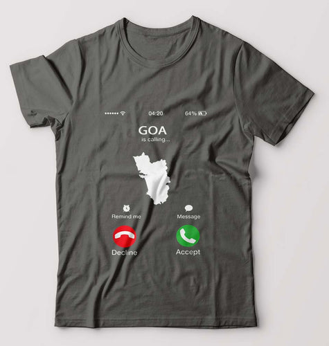 Goa Calling T-Shirt for Men-Charcoal-Ektarfa.online