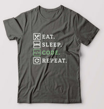 Load image into Gallery viewer, Eat Sleep Code Repeat T-Shirt for Men-S(38 Inches)-Charcoal-Ektarfa.online
