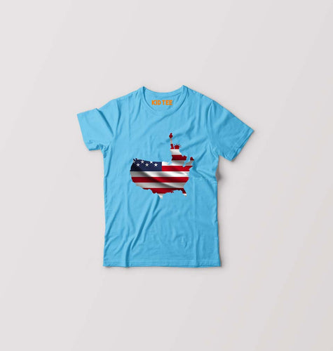 USA America Kids T-Shirt for Boy/Girl-Light Blue-Ektarfa.online