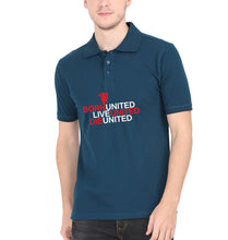 Load image into Gallery viewer, Born United Live United Die United Polo T-Shirt for Men-S(38 Inches)-Petrol Blue-Ektarfa.co.in
