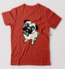 Load image into Gallery viewer, Pug Dog T-Shirt for Men-S(38 Inches)-Brick Red-Ektarfa.online
