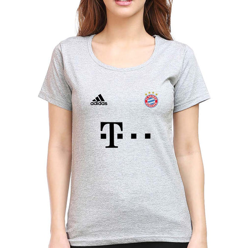 FC Bayern Munich 2021-22 T-Shirt for Women-Grey Melange-Ektarfa.online