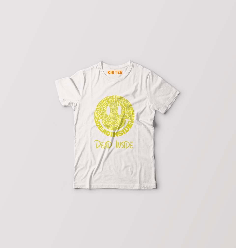 Dead Inside Emoji Kids T-Shirt for Boy/Girl-White-Ektarfa.online