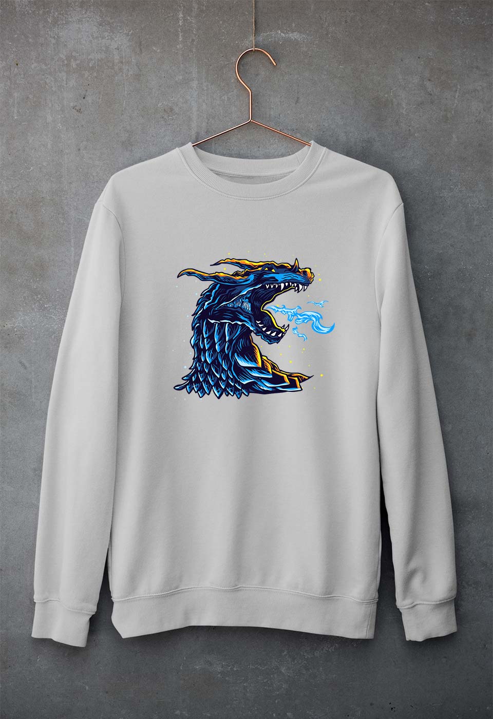 Dragon Unisex Sweatshirt for Men/Women-S(40 Inches)-Grey Melange-Ektarfa.online