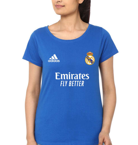 Real Madrid 2021-22 T-Shirt for Women-Royal Blue-Ektarfa.online