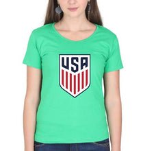Load image into Gallery viewer, USA Football T-Shirt for Women-XS(32 Inches)-Flag Green-Ektarfa.online
