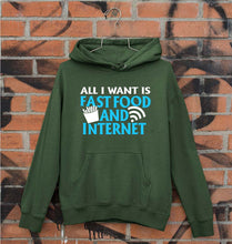 Load image into Gallery viewer, Fast Food and Internet Unisex Hoodie for Men/Women-Dark Green-Ektarfa.online
