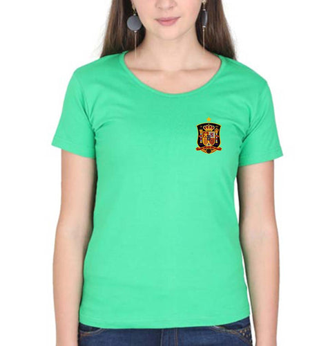 Spain Football T-Shirt for Women-XS(32 Inches)-Flag Green-Ektarfa.online