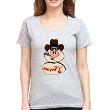 Load image into Gallery viewer, Pig Funny T-Shirt for Women-XS(32 Inches)-Grey Melange-Ektarfa.online
