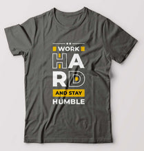 Load image into Gallery viewer, Work Hard T-Shirt for Men-S(38 Inches)-Charcoal-Ektarfa.online
