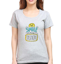 Load image into Gallery viewer, Smile are Always in Fashion T-Shirt for Women-XS(32 Inches)-Grey Melange-Ektarfa.online
