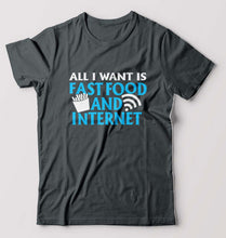 Load image into Gallery viewer, Fast Food and Internet T-Shirt for Men-Steel grey-Ektarfa.online
