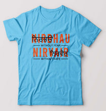 Load image into Gallery viewer, Nirbhau Nirvair T-Shirt for Men-S(38 Inches)-Light Blue-Ektarfa.online
