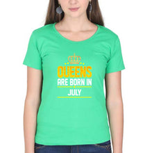 Load image into Gallery viewer, Queens Are Born In July T-Shirt for Women-flag green-Ektarfa.online
