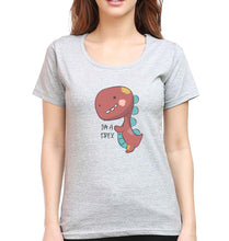 Load image into Gallery viewer, Dinosaur TRex T-Shirt for Women-XS(32 Inches)-Grey Melange-Ektarfa.online
