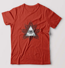 Load image into Gallery viewer, Eye Pyramid T-Shirt for Men-S(38 Inches)-Brick Red-Ektarfa.online
