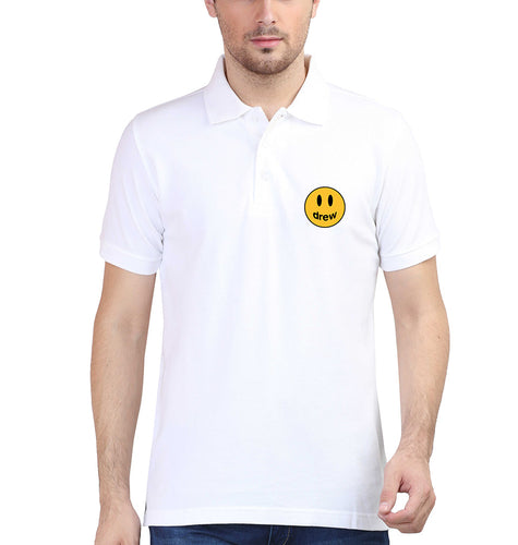Drew House Logo Polo T-Shirt for Men-S(38 Inches)-White-Ektarfa.co.in